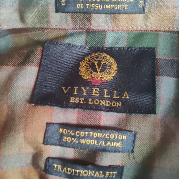 Viyella Shirt Men XL Cotton Wool Blend Plaid Check Shirt Made in Canada - Picture 3 of 11